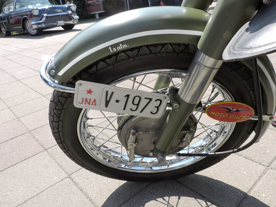 Motorcycle parking lot tire photo