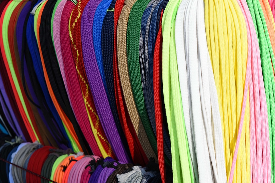 Colourful handmade shoelace