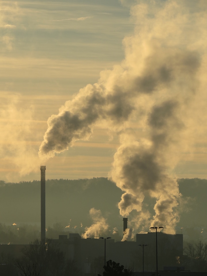 Pollution exhaust gases industrial plant