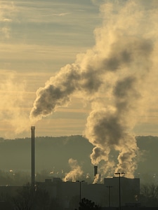 Pollution exhaust gases industrial plant photo