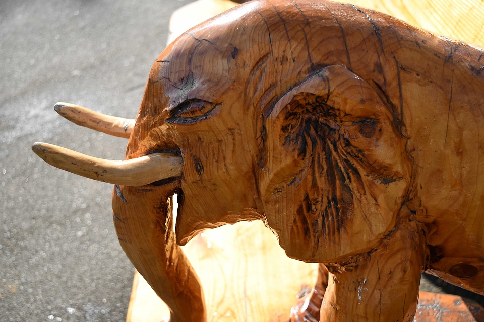 Carving wooden elephant