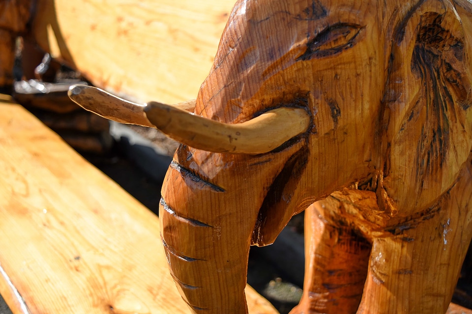 Bench carving elephant