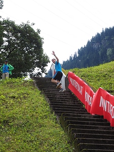Wave good luck stair running