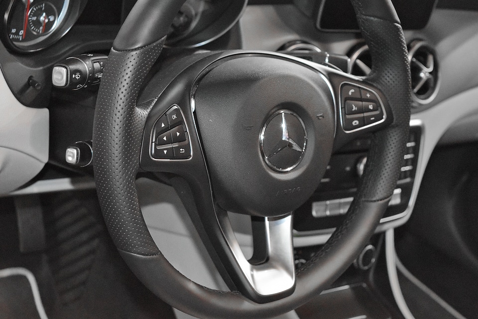 Monochrome steering wheel dashboard