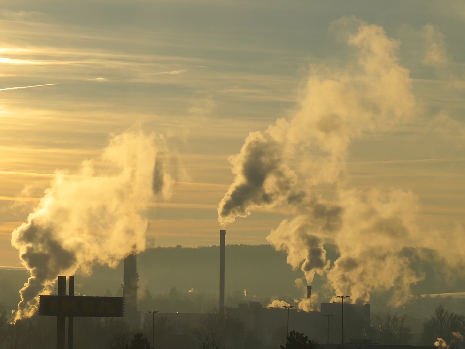 Pollution exhaust gases industrial plant