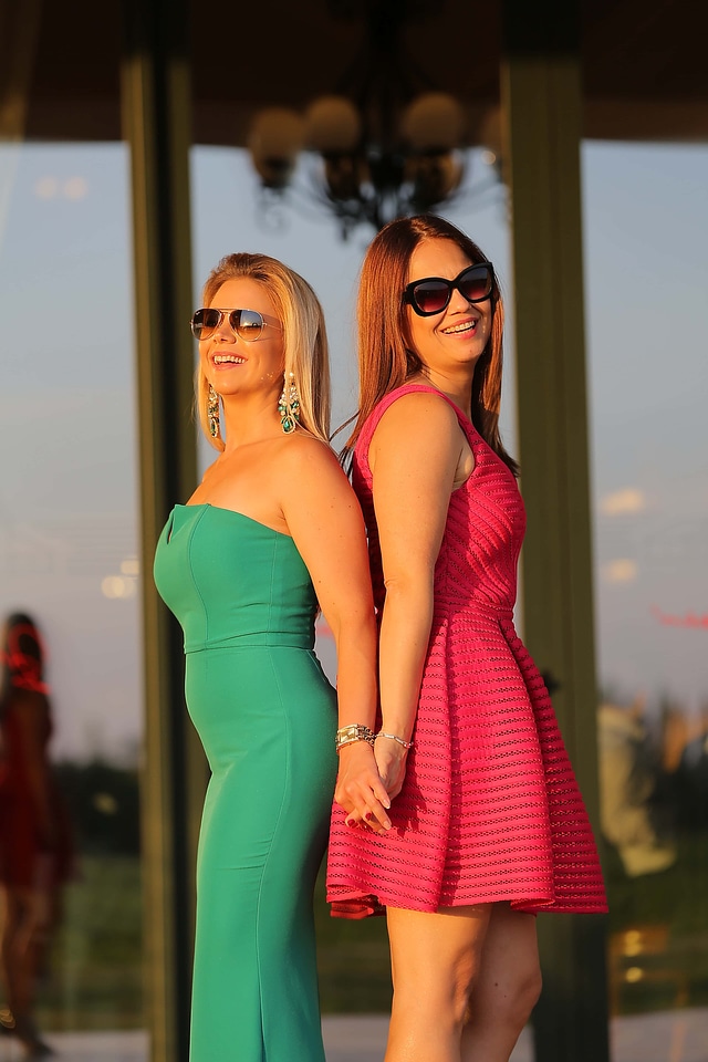 Posing girlfriend friends