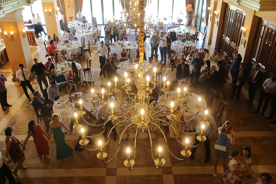 Golden Glow chandelier hanging