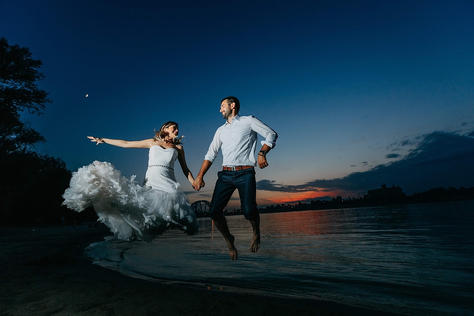 Happiness jumping exhilaration