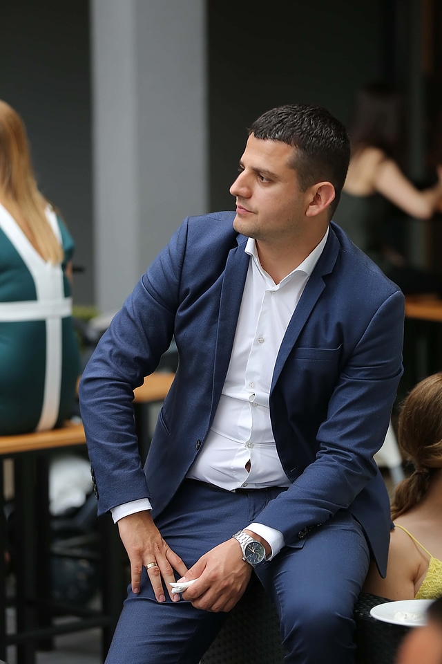 Businessman sitting side view