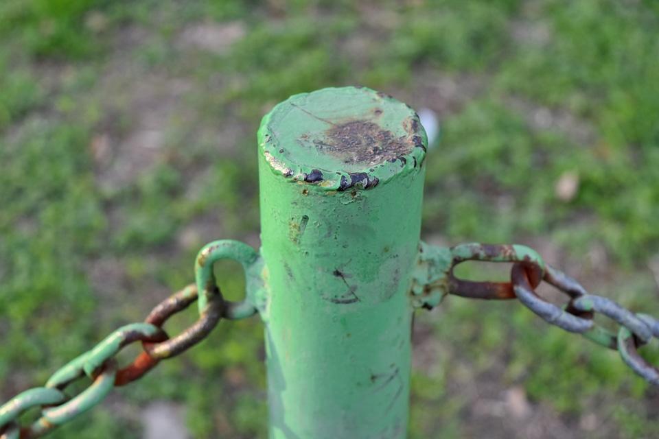 Cast Iron fence line green