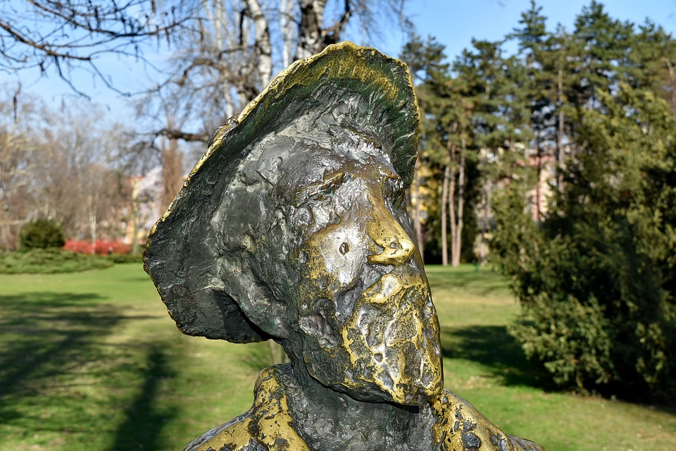 Brass portrait sculpture