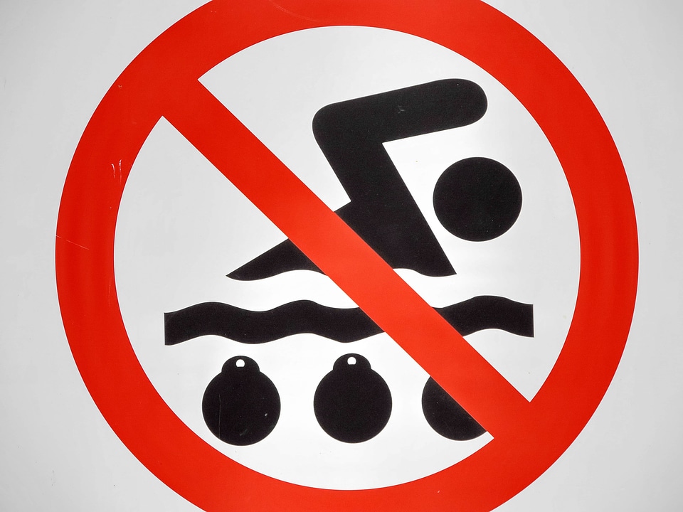 Danger sign swimming