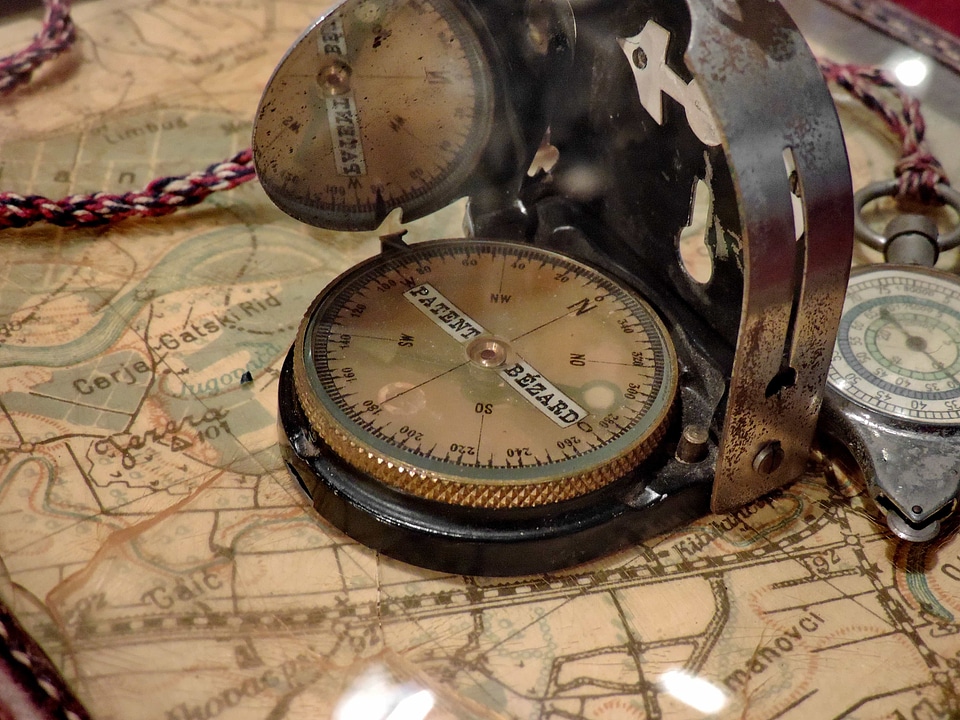 Antiquity cast iron compass