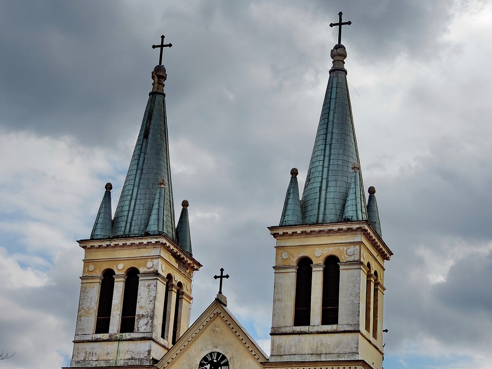 Church Tower clouds cross