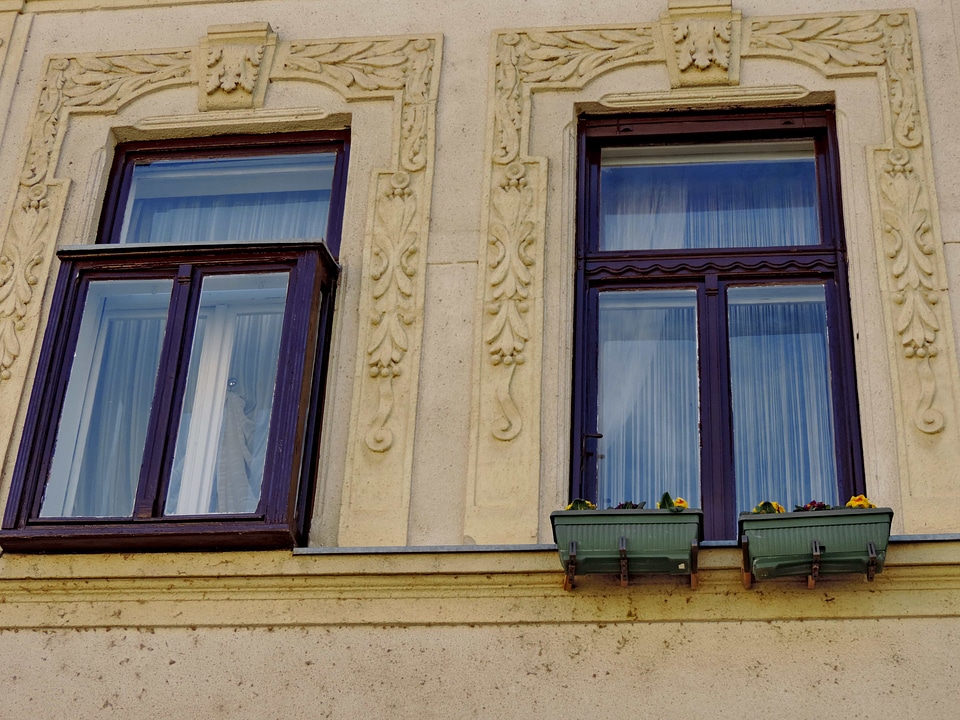 Baroque flowerpot windows photo