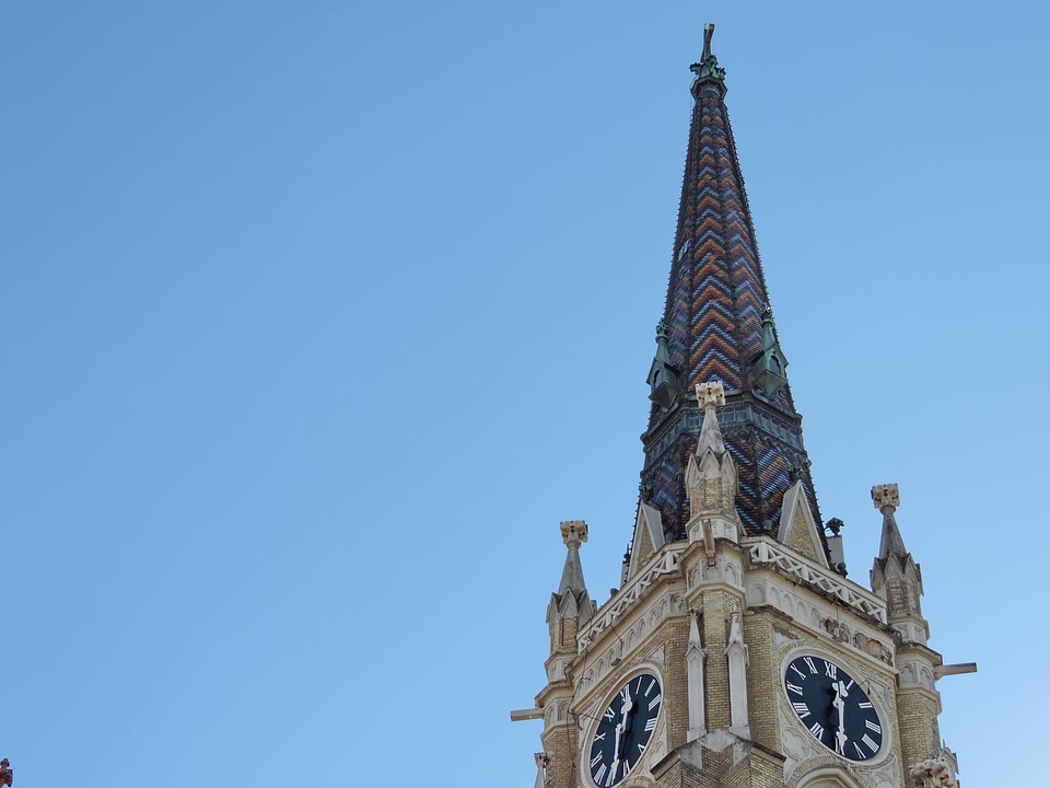 Blue Sky catholic church tower