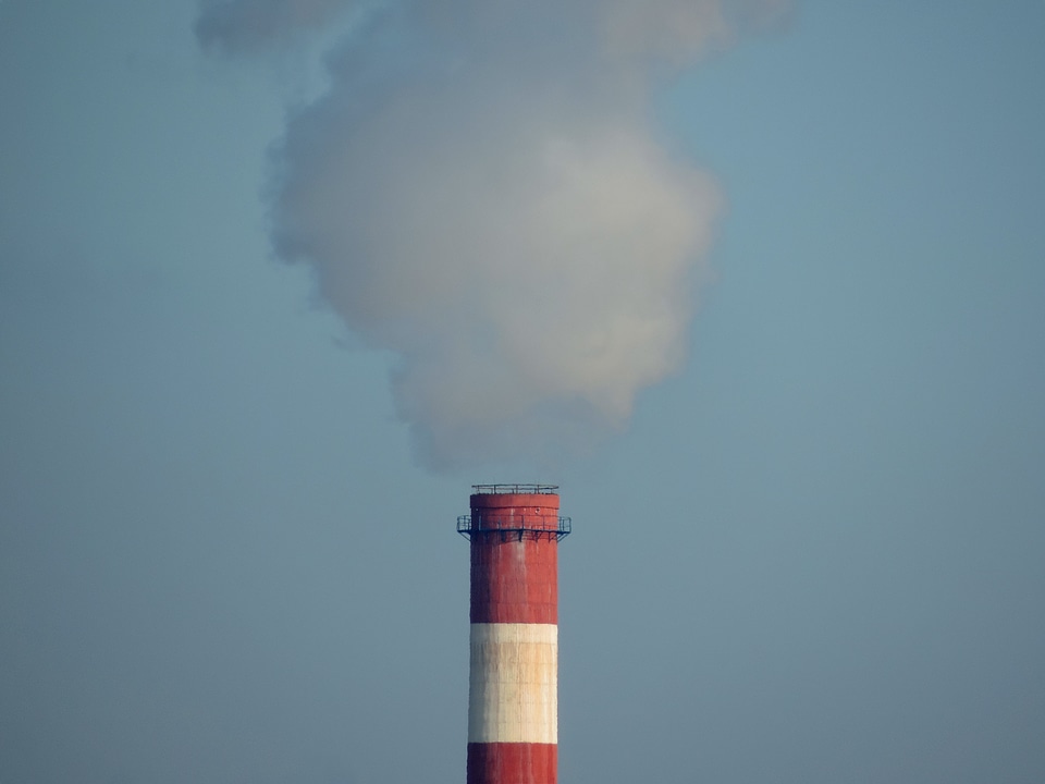 Factory tower smoke