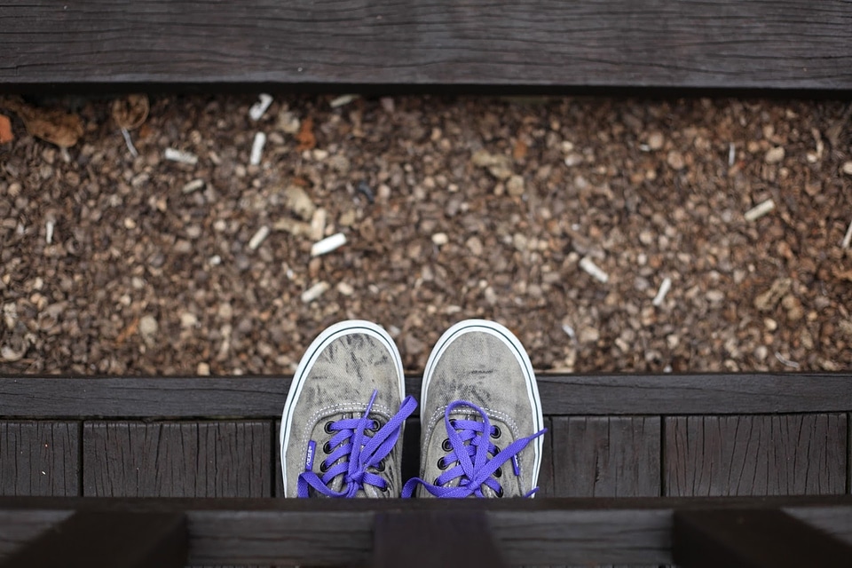 Purple shoelace wooden
