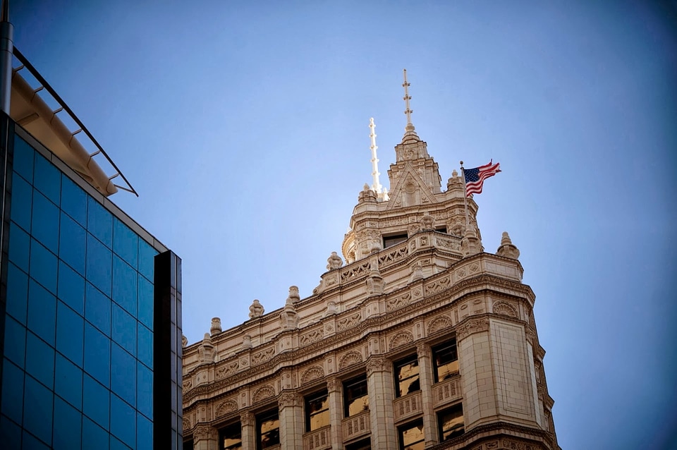Flag United States building