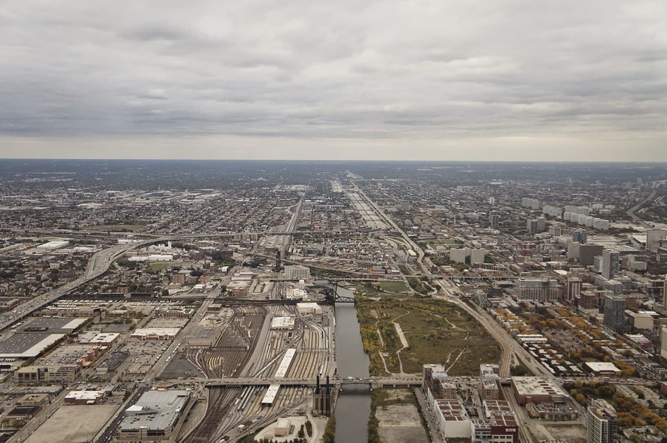 Downtown aerial shoreline