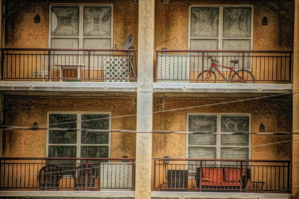 Balcony oil painting photomontage