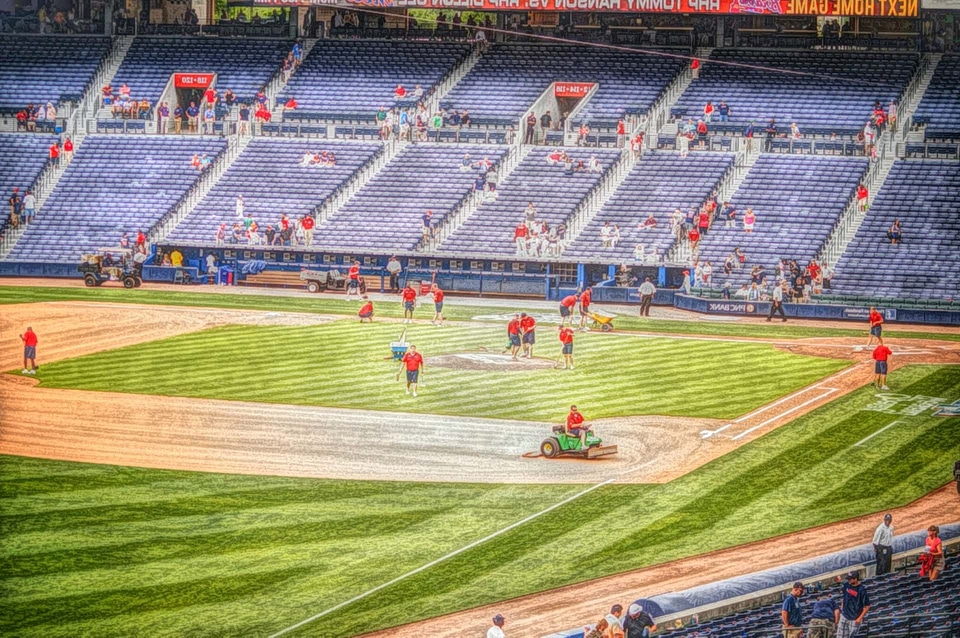 Baseball oil painting field