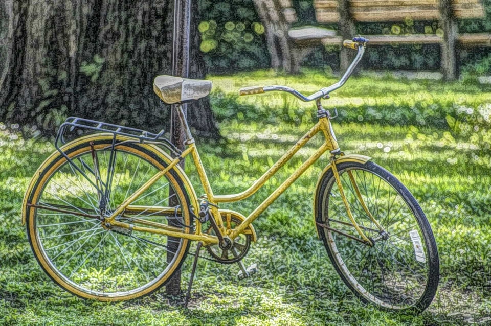 Oil Painting seat bicycle