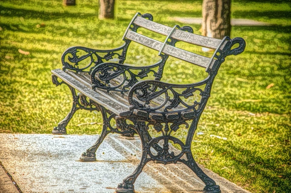 Fine Arts oil painting bench