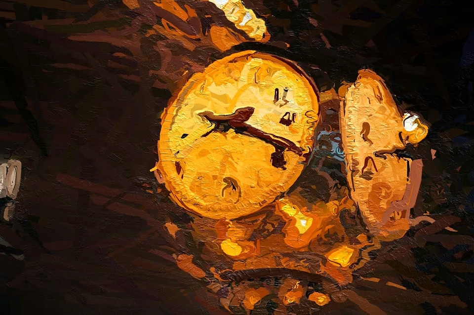 Photomontage clock painting