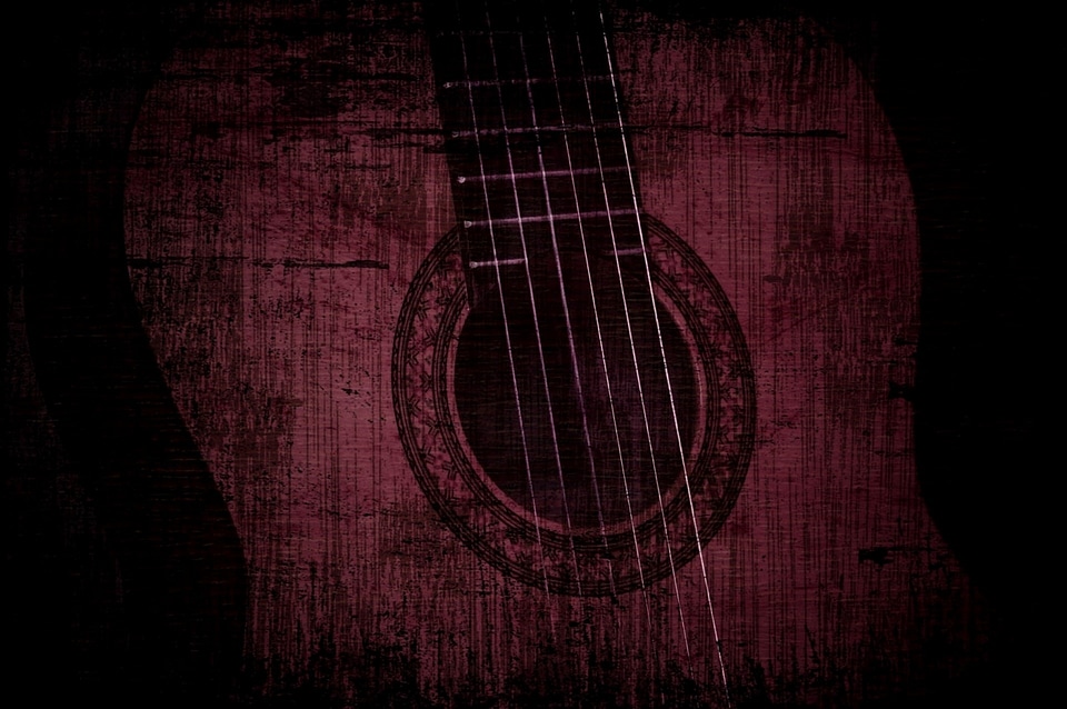 Acoustic guitar photomontage