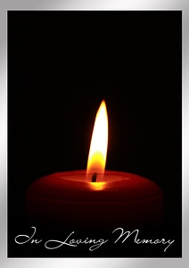 Trauerkarte memory candle photo