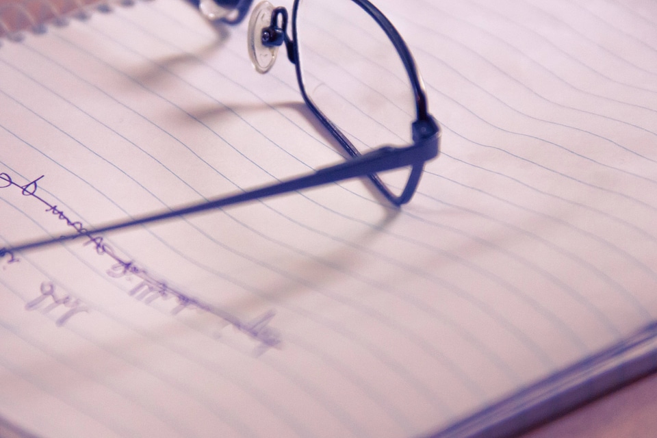 Eyeglasses paper document