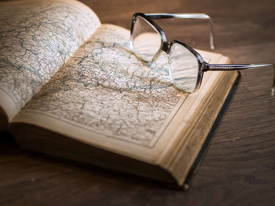 Book eyeglasses geography