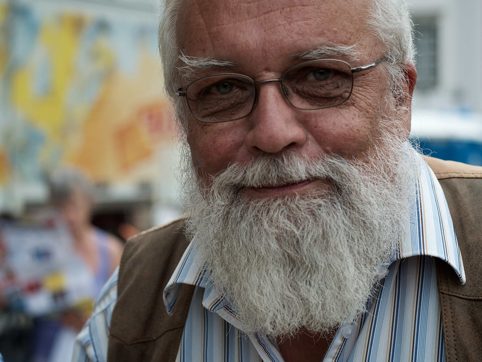 Beard eyeglasses senior