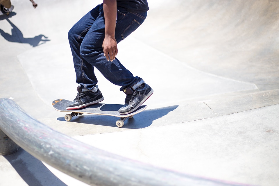 Extreme person skateboard