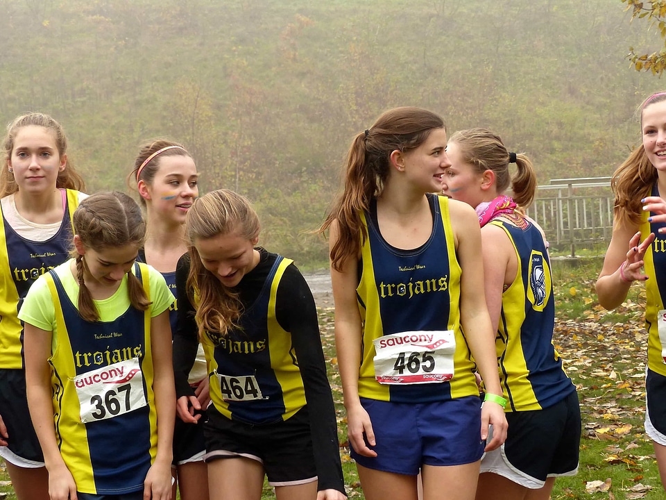 Athletic girls marathon