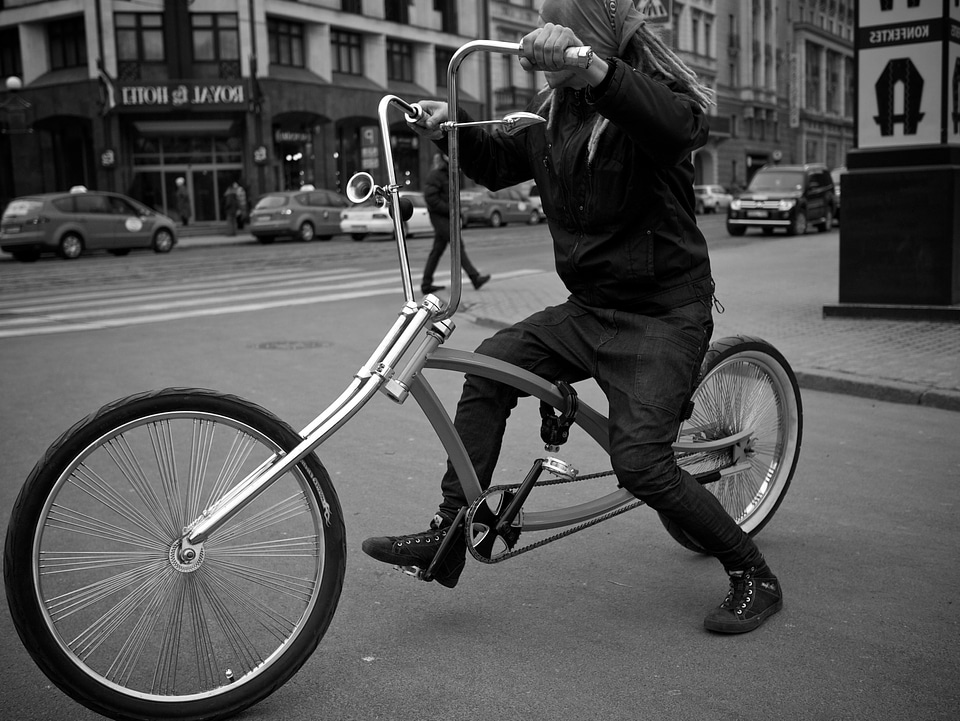 Monochrome bicycle cycling