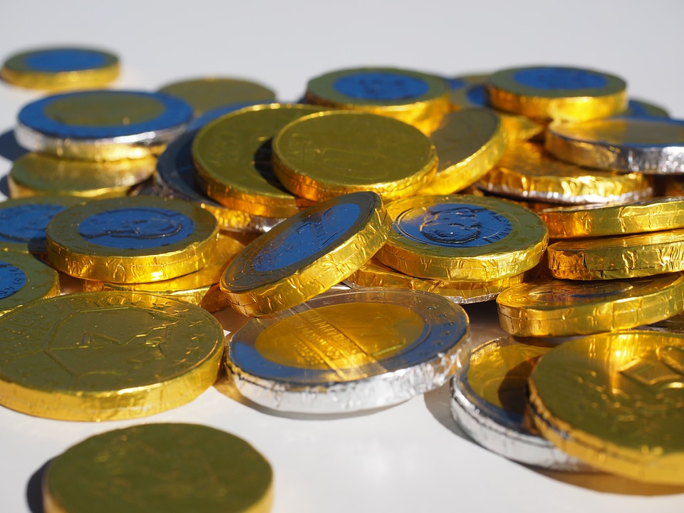 Chocolate coins euros gold