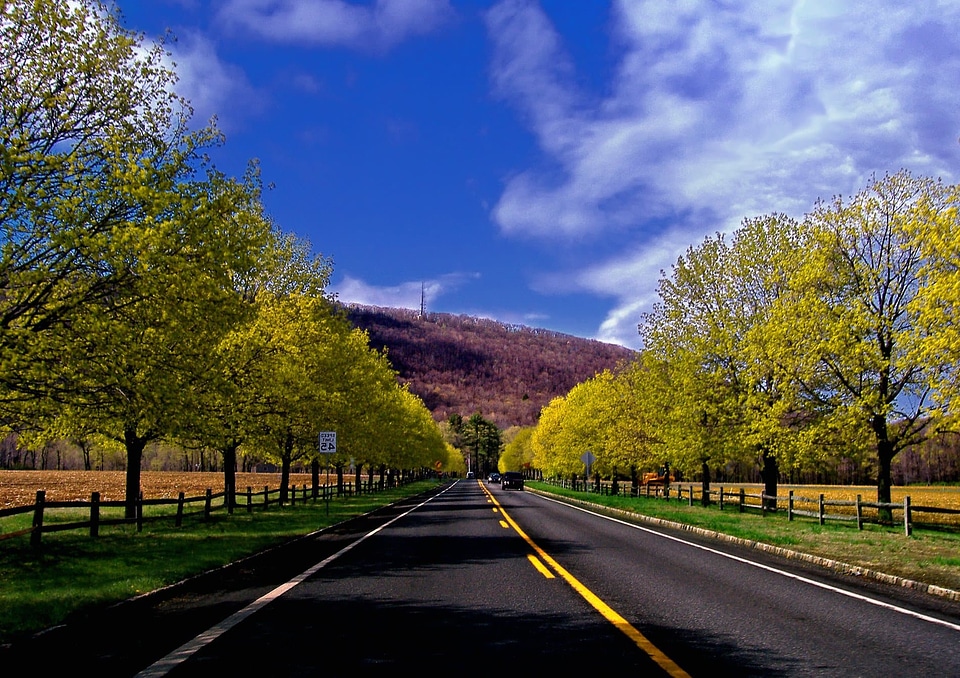 Asphalt blue sky cloud