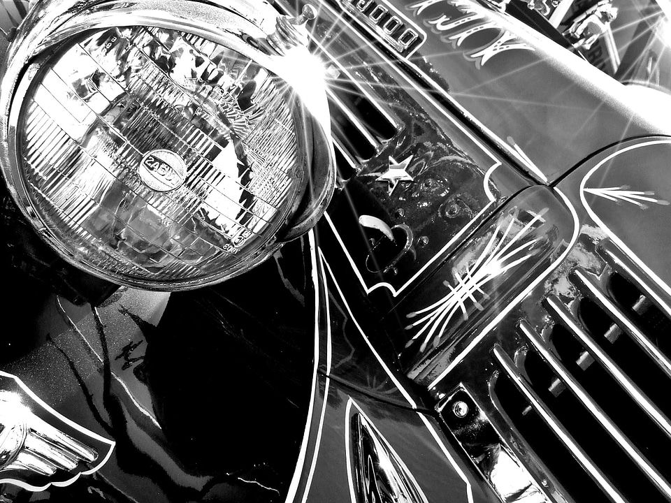 Automobile black and white car
