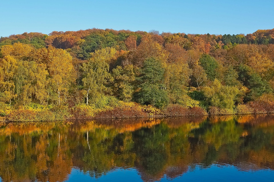 Autumn beautiful blue sky