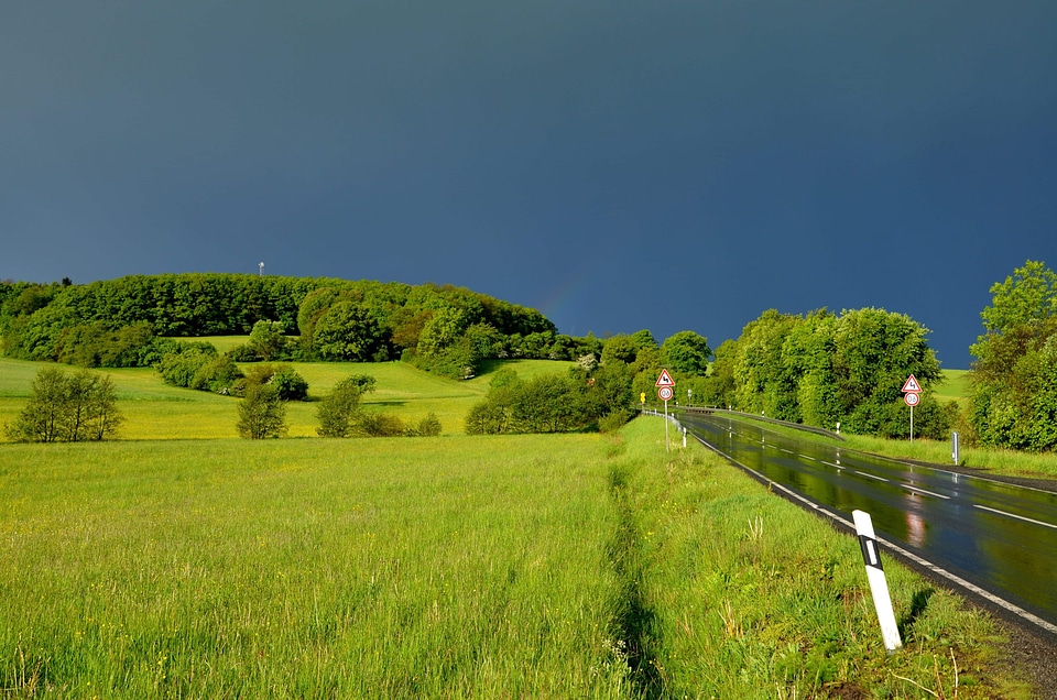 Agriculture asphalt blue sky