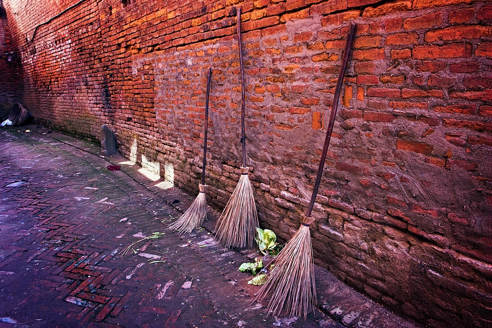 Brick broom daylight