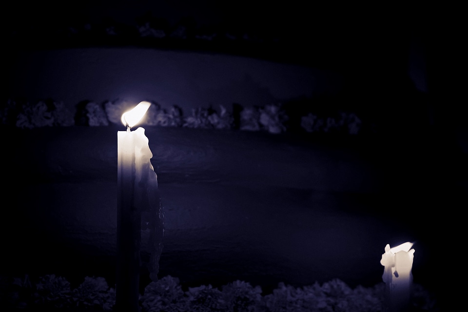 Black black and white candle photo
