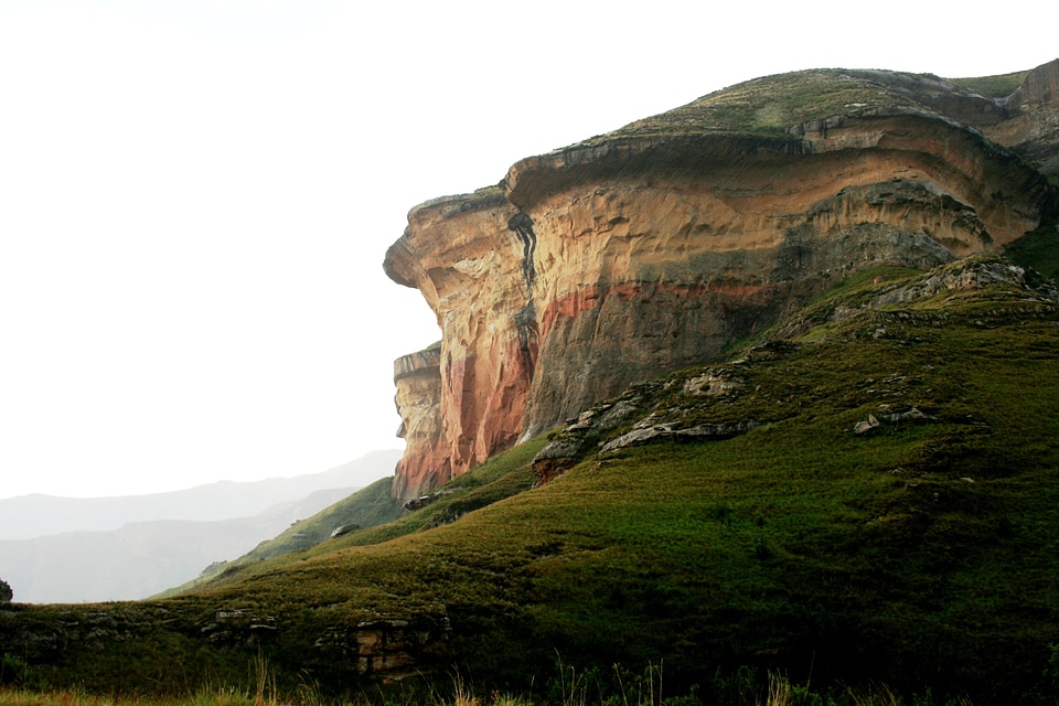 Cliff green slopes soft light