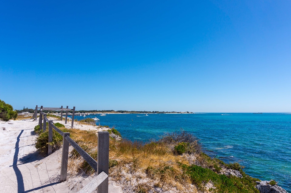 Bay beach blue sky