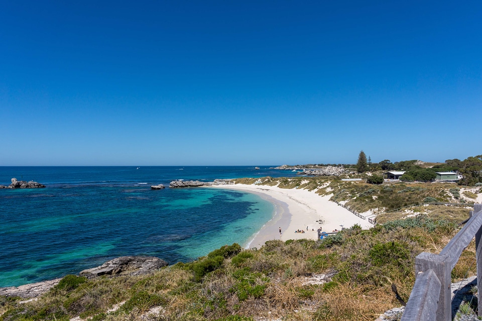Bay beach blue sky