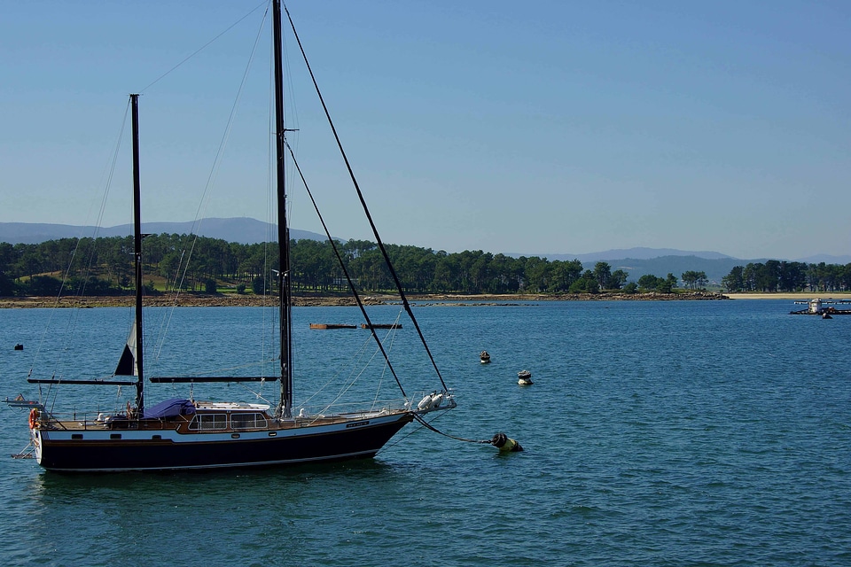 Beach blue sky boat