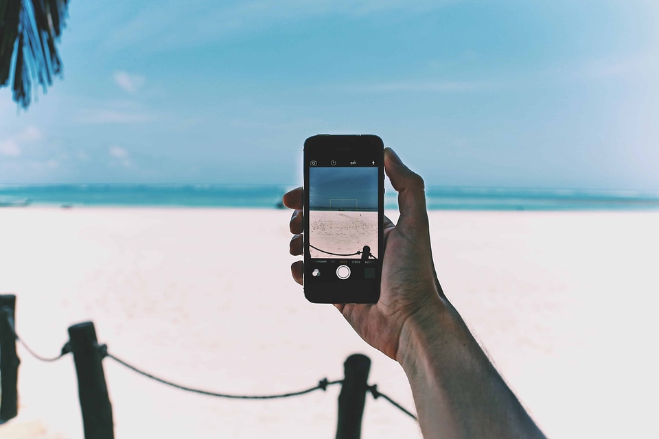 Beach cellphone cloud