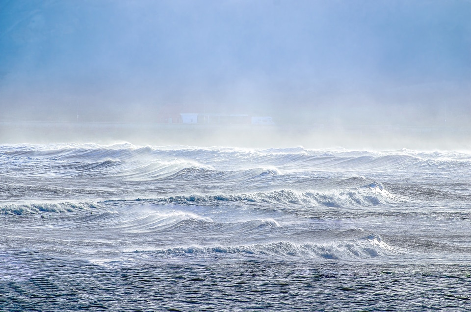 Blue spray sea photo